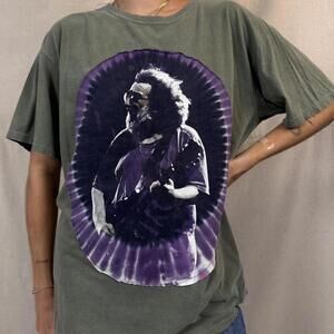 Jerry Garcia Graphic Tee – Pigment Dyed Purple Tie-Dye Frame